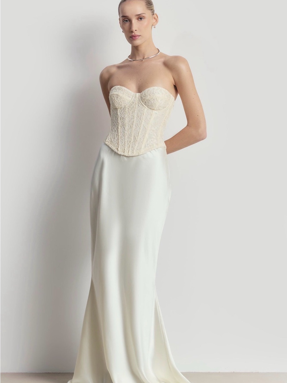 Because of Alice Lace Corset Gown w/ Sweetheart Neckline